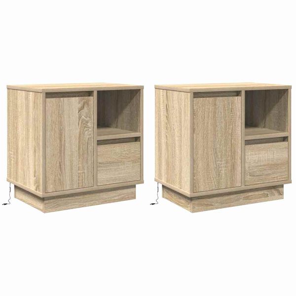 vidaXL Armario de Noche 2 pcs Roble Sonoma 50 x 34,5 x 50 cm.