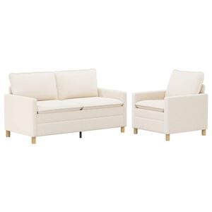 vidaXL Juego de Sof&aacute; 2 uds. Crema Tela