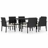 vidaXL Conjunto de comedor de jard&iacute;n 7 piezas rat&aacute;n sint&eacute;tico negro