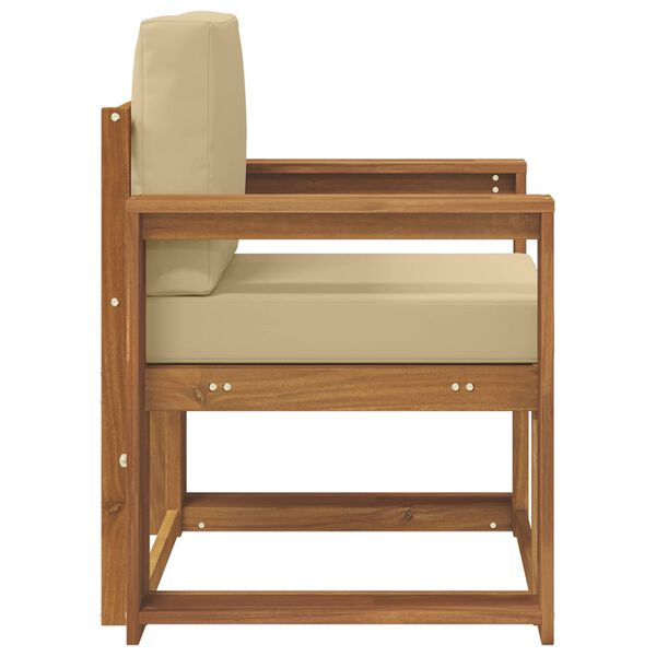 vidaXL Sof&aacute; de exterior Madera de Acacia S&oacute;lida y Poli&eacute;ster Natural