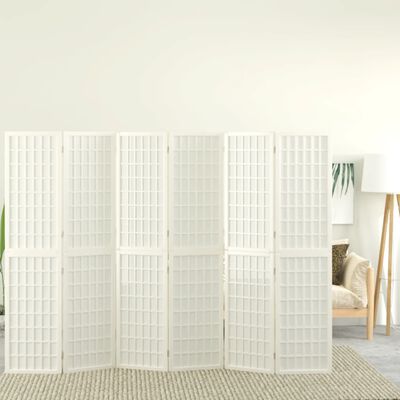 vidaXL Biombo plegable con 6 paneles estilo japonés blanco 240x170 cm