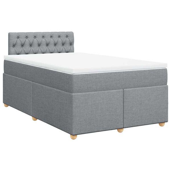 vidaXL Cama box spring con colchón tela gris claro 120x190 cm