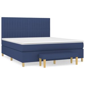 vidaXL Cama box spring con colch&oacute;n tela azul 160x200 cm
