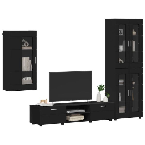 vidaXL Conjunto de mueble de TV FLORIN Negro Madera de ingenier&iacute;a