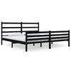 vidaXL Estructura de cama doble sin colch&oacute;n madera maciza negro