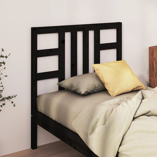 vidaXL Cabecero de cama madera maciza de pino negro 106x4x100 cm