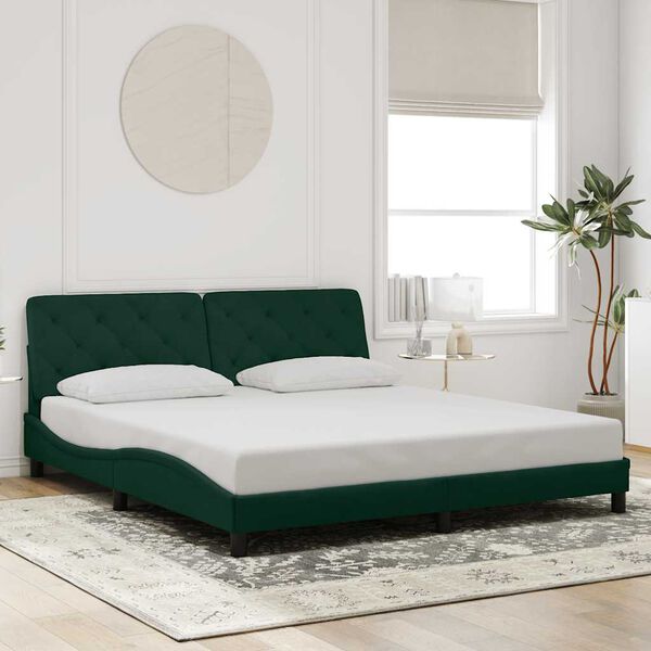 vidaXL Estructura cama sin colch&oacute;n terciopelo verde oscuro 180x200 cm