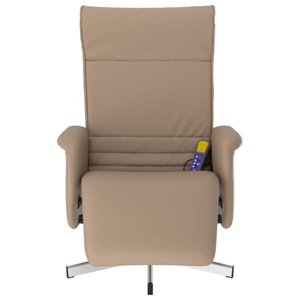 vidaXL Sill&oacute;n reclinable masaje reposapi&eacute;s cuero sint&eacute;tico capuchino