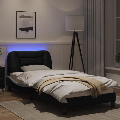 vidaXL Estructura cama con LED cuero sintético negro blanco 80x200 cm