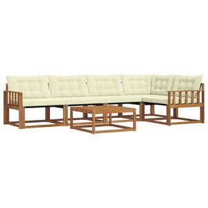 vidaXL Conjunto de sof&aacute;s de exterior con coj&iacute;n 6 pcs Natural y Crema
