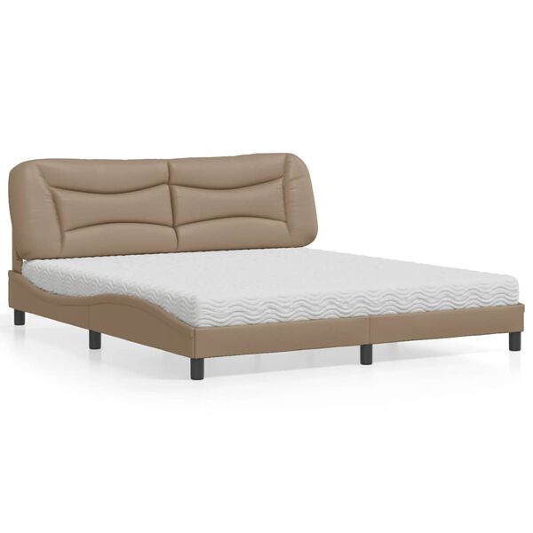vidaXL Cama con colch&oacute;n Hvar cuero sint&eacute;tico capuchino 180x200 cm