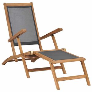 vidaXL Silla de terraza con reposapi&eacute;s de madera maciza de teca negra