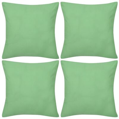 4 fundas verde manzana para cojines de algodón, 80 x 80 cm