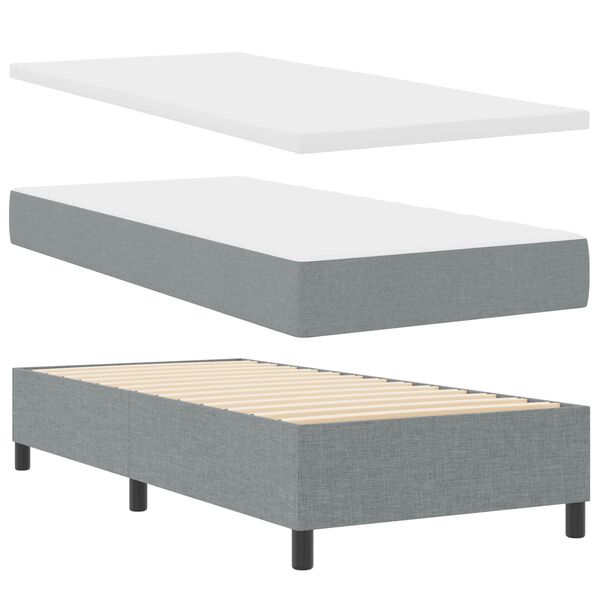 vidaXL Cama tipo Box Spring con colch&oacute;n Gris claro 90 x 200 cm tela