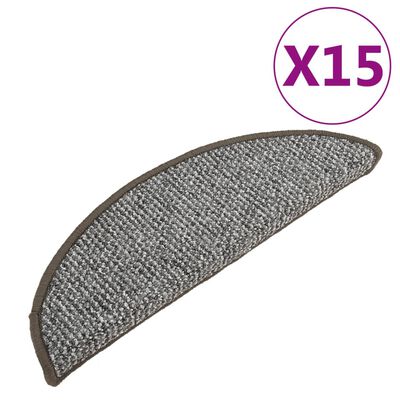 vidaXL Alfombras de peldaños de escalera 15 uds gris 65x25 cm