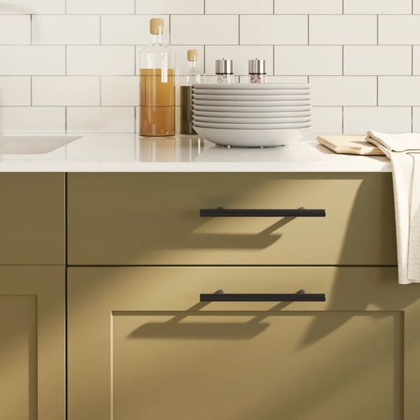 vidaXL Tiradores para armarios 10 uds acero inoxidable negro 128 mm