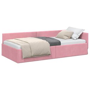 vidaXL Estructura de cama en esquina Rosa 80 cm x 200 cm Terciopelo