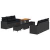 vidaXL Conjunto de sof&aacute; de jard&iacute;n 9 uds. Negro rat&aacute;n sint&eacute;tico