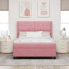 vidaXL Cama tipo Box Spring con colch&oacute;n Rosa 140 x 190 cm Terciopelo