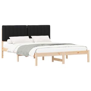 vidaXL Estructura de Cama con Cabecera Tapizada Negro 150 x 200 cm