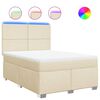 vidaXL Cama box spring con colchón tela color crema 160x200 cm