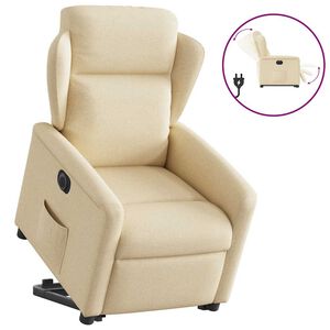 vidaXL Sill&oacute;n el&eacute;ctrico reclinable elevable de tela color crema