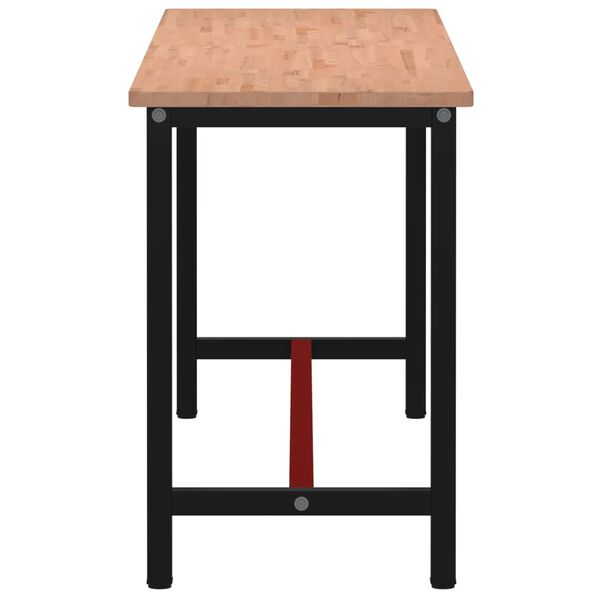 vidaXL Banco de trabajo madera maciza de haya y metal 200x55x81,5 cm