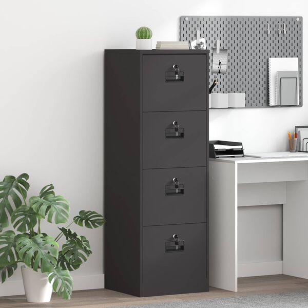 vidaXL Mueble archivador con caj&oacute;n Geom&eacute;trico Negro 45,5 x 42 x 139 cm