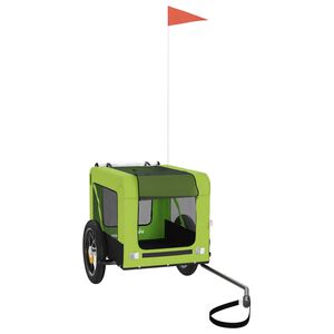 vidaXL Remolque de bicicleta mascotas hierro tela Oxford verde negro