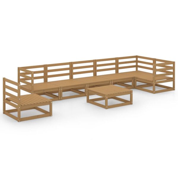 vidaXL Muebles de jard&iacute;n 8 piezas marr&oacute;n miel madera maciza de pino
