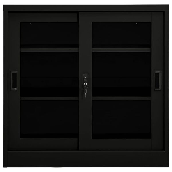 vidaXL Armario con puerta corredera acero negro 90x40x90 cm