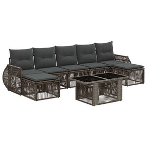vidaXL Conjunto de sof&aacute;s de jard&iacute;n 8 uds. Gris y Gris Oscuro
