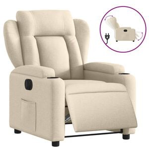 vidaXL Sill&oacute;n reclinable el&eacute;ctrico de tela crema