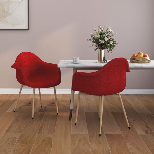 vidaXL Sillas comedor 2 unidades de tela rojo tinto