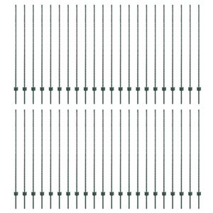 vidaXL Poste de cerca empotrado 44 uds. Verde 200 cm