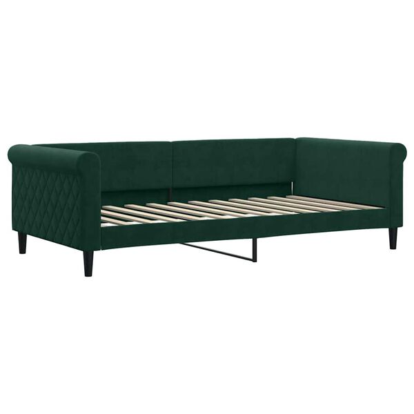 vidaXL Sof&aacute; cama con colch&oacute;n terciopelo verde oscuro 100x200 cm