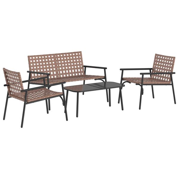 vidaXL Conjunto de Comedor de Jardín 4 pcs Marrón ratán sintético