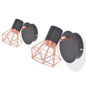 vidaXL L&aacute;mpara de pared 2 unidades E14 negro y cobre