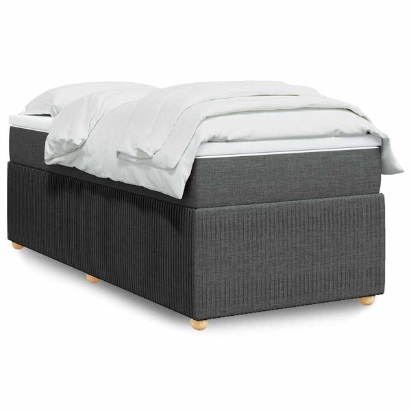 vidaXL Cama box spring con colch&oacute;n tela gris oscuro 100x200 cm