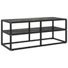 vidaXL Mueble para TV negro con vidrio de m&aacute;rmol negro 100x40x40 cm