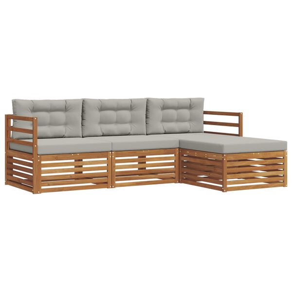 vidaXL Conjunto de sof&aacute;s de exterior 4 pcs Gris Natural y Claro
