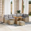 vidaXL Conjunto de sof&aacute; de jard&iacute;n con coj&iacute;n 9 pcs Beige y Gris Claro