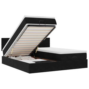 vidaXL Estructura de cama otomana colchones terciopelo negra 180x200cm