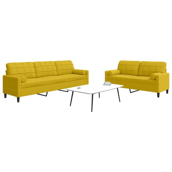 vidaXL Juego de sofás con cojines 2 piezas terciopelo amarillo