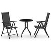 vidaXL Set mesa y sillas de jard&iacute;n 3 pzas aluminio y textilene negro