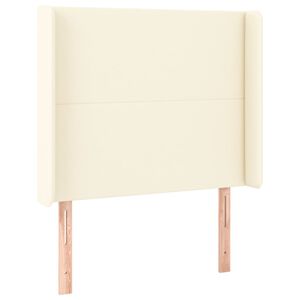 vidaXL Cabecero con orejas cuero sintético crema 83x16x118/128cm