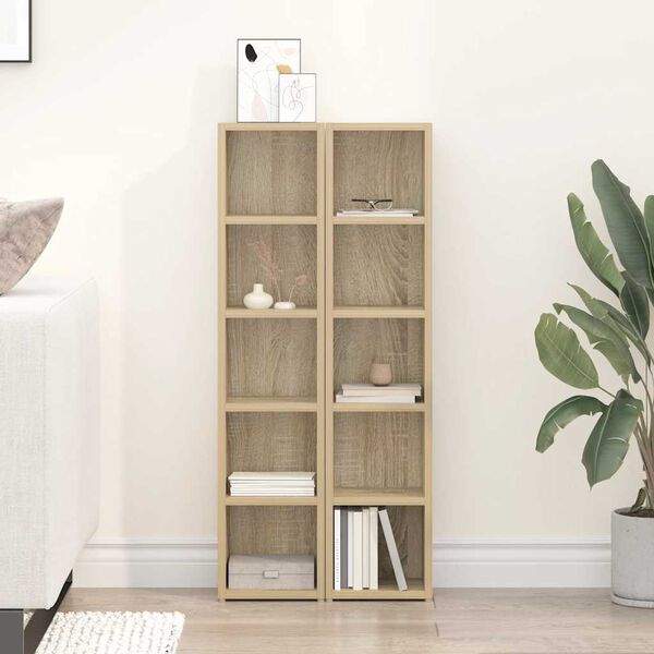 vidaXL Estanter&iacute;a CDs 2 uds contrachapada color roble 21x16x93,5 cm