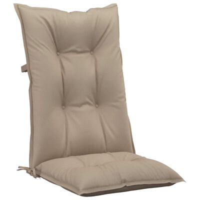 vidaXL Cojín silla de jardín respaldo alto 2 uds tela taupé 120x50x7cm