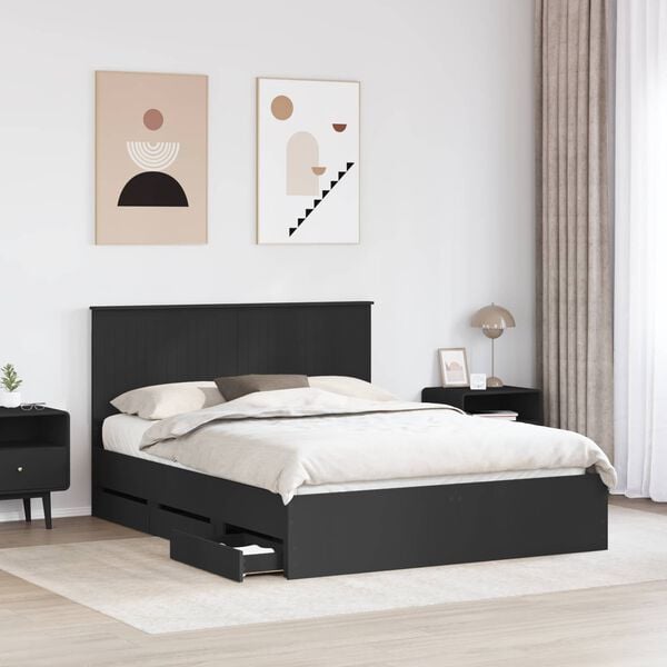 vidaXL Estructura de cama Negro 150 x 200 cm Madera Ingenieril