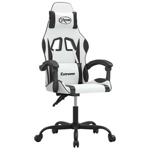 vidaXL Silla gaming cuero sint&eacute;tico blanco y negro